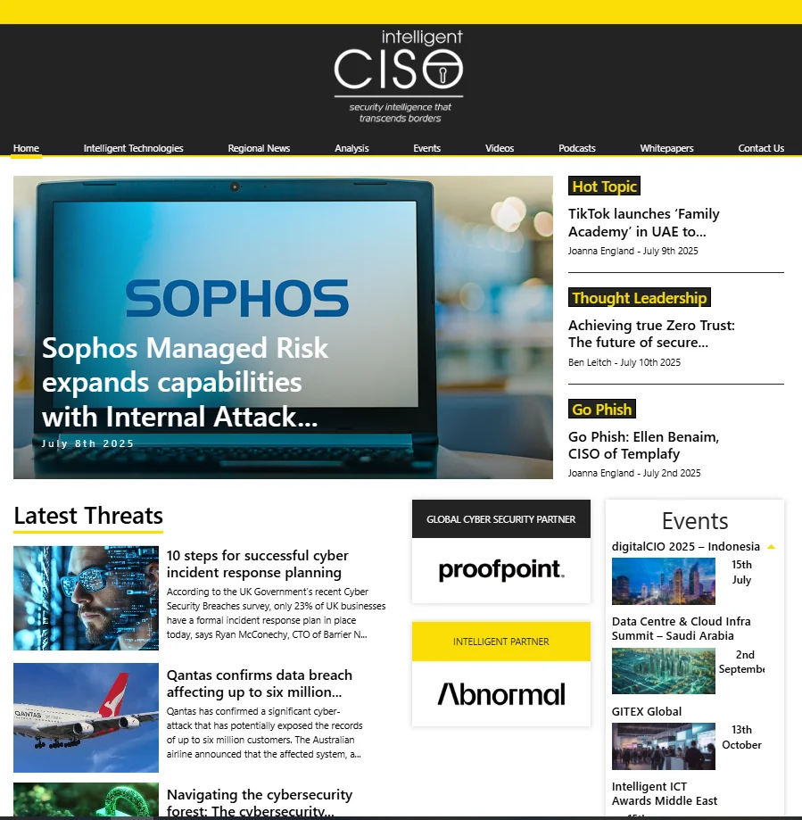Intelligent CISO homepage screenshot