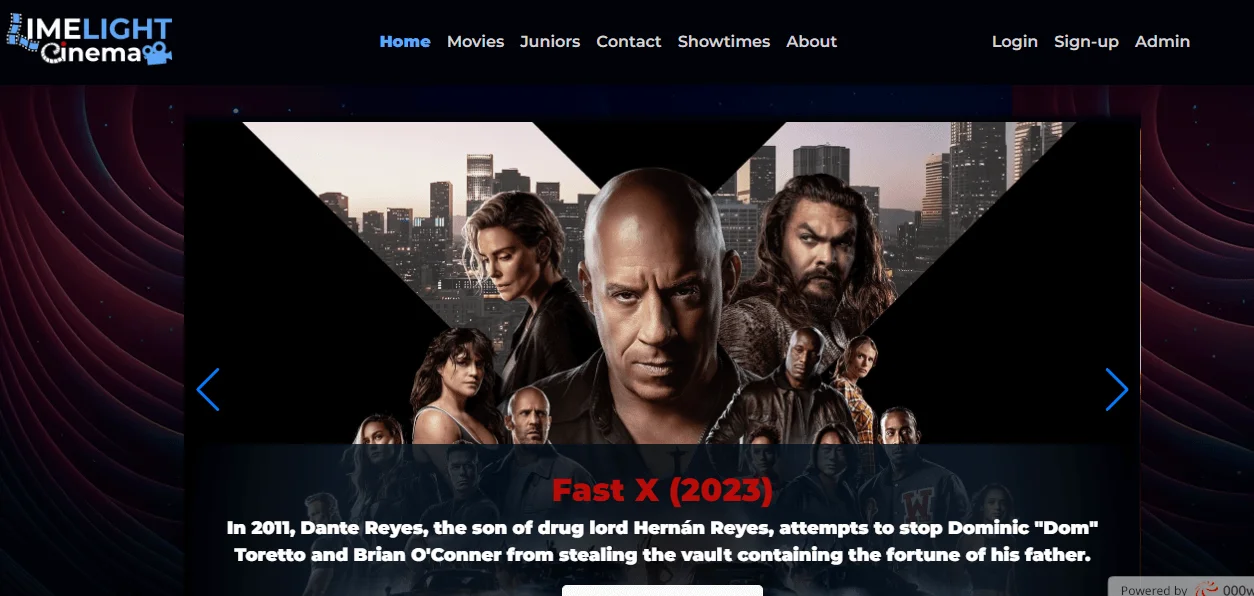 limelight cinema web project image