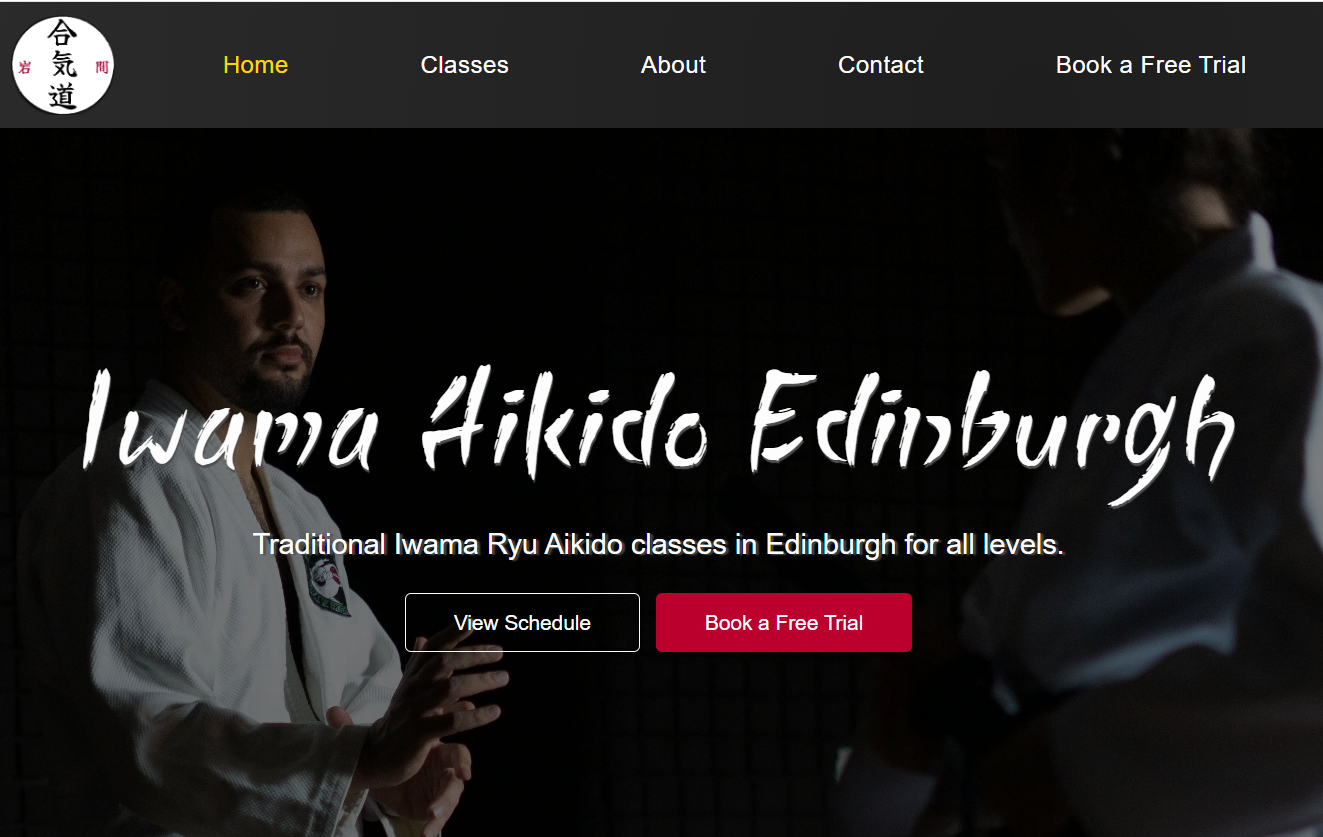 Iwama Aikido Edinburgh website screenshot